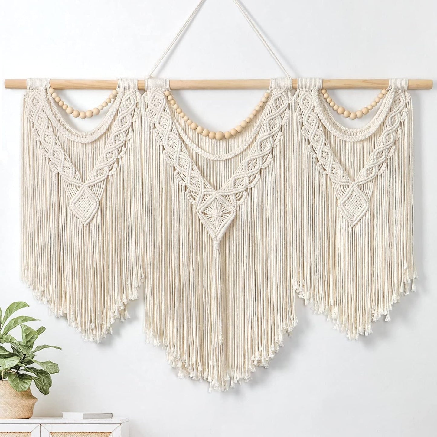 Gobelin Dremisland groß Deko gewebt Beige Zuhause - Accessoires und Dekorationen Naty Shop Holzperlen