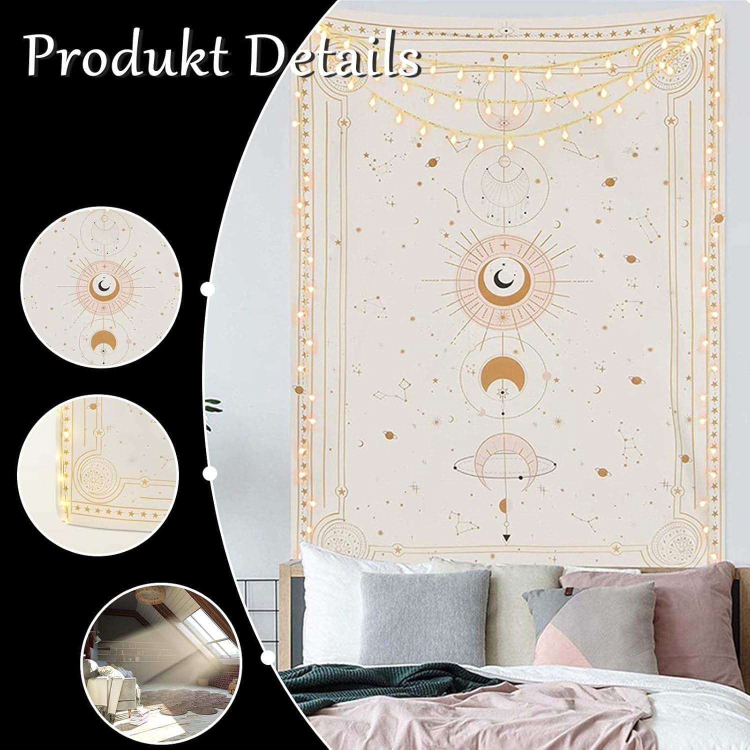 Wandteppich Mondphasen Geheimnis Konstellation Startseite – Accessoires und Dekorationen Naty Shop