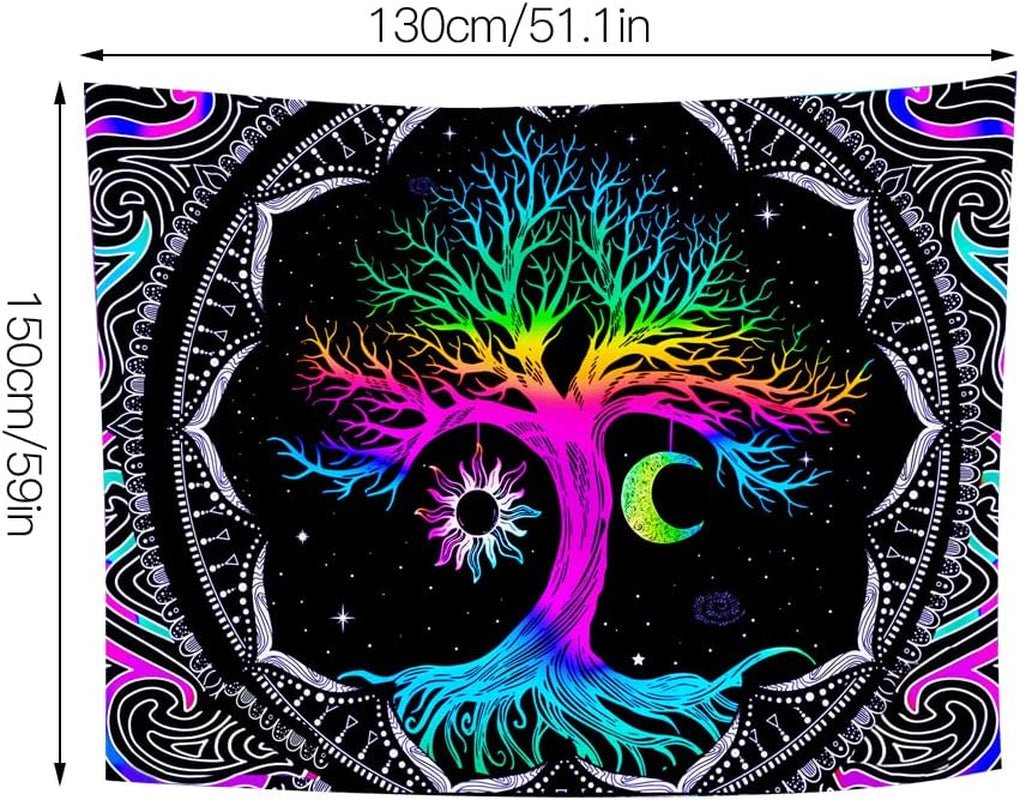 Wandteppich, fluoreszierender Baum, Leben, psychedelischer Mond, Zuhause – Accessoires und Dekorationen, Naty Shop