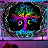 Wandteppich, fluoreszierender Baum, Leben, psychedelischer Mond, Zuhause – Accessoires und Dekorationen, Naty Shop, Standardtitel
