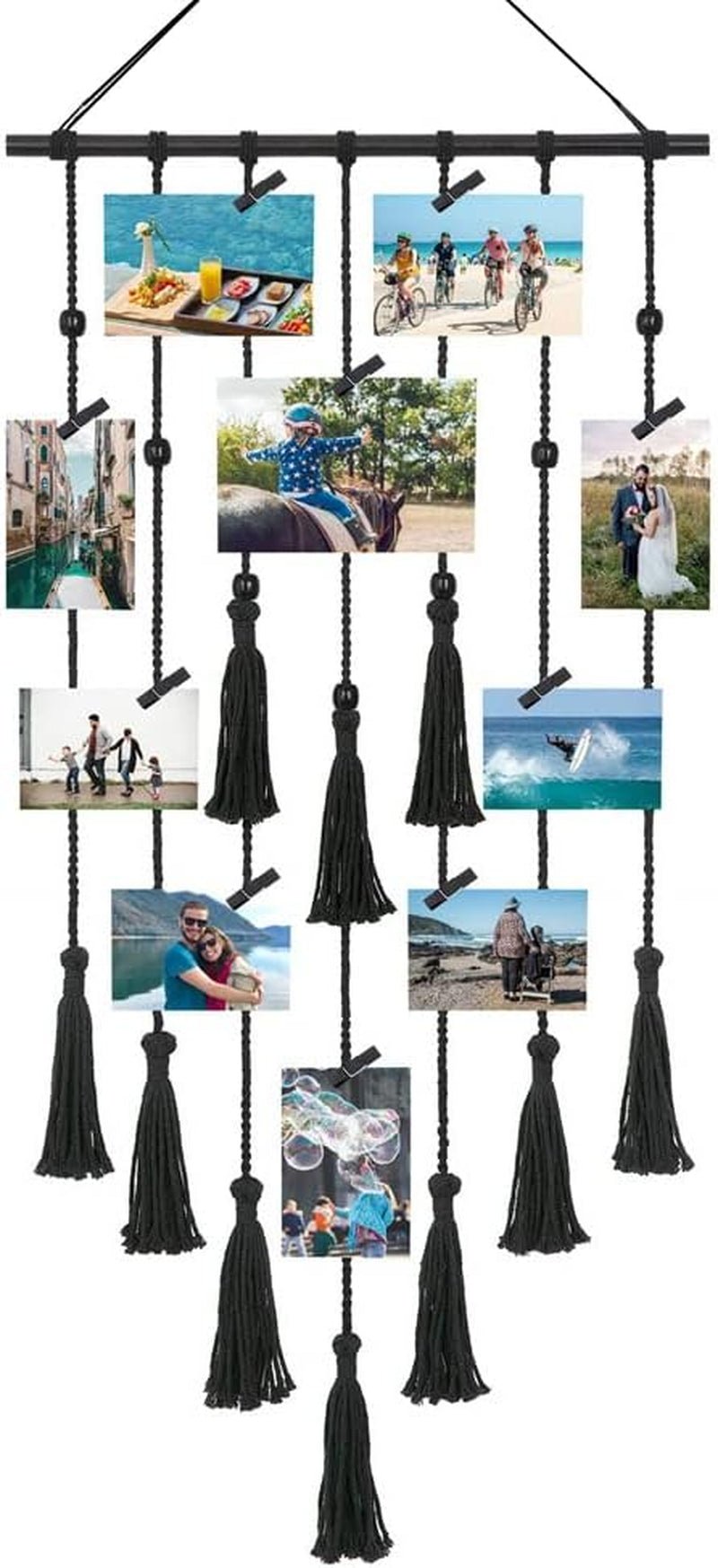 Foto-Wandteppich-Seil, Foto-Holzklammern, Haken, Zuhause – Accessoires und Dekorationen, Naty Shop, Schwarz