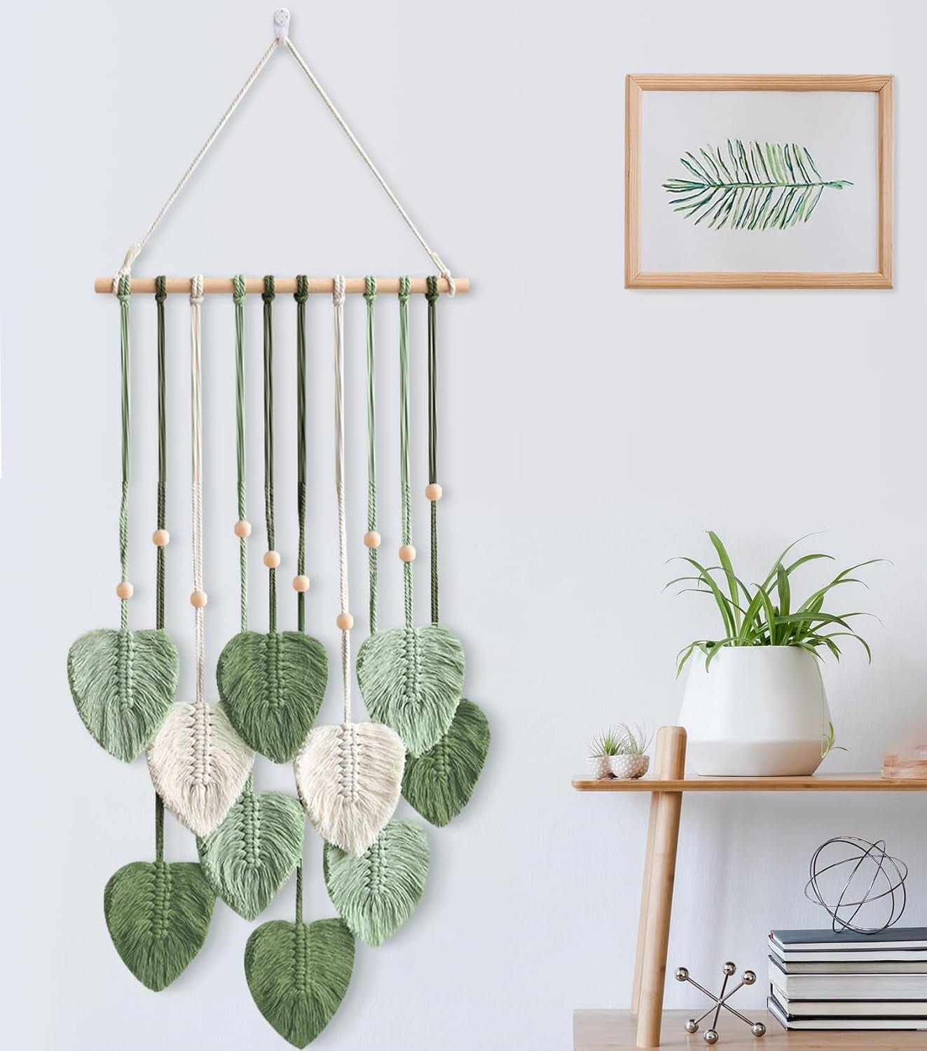 Handgefertigter Wandteppich-Haken mit Blättern für den Raum Zuhause – Accessoires und Dekorationen Naty Shop