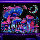 Wandteppich Galaxie Schwarzlicht Sternenhimmel Reaktiv Blau Zuhause – Accessoires und Dekorationen Naty Shop Pilz 150 L x 130 B cm