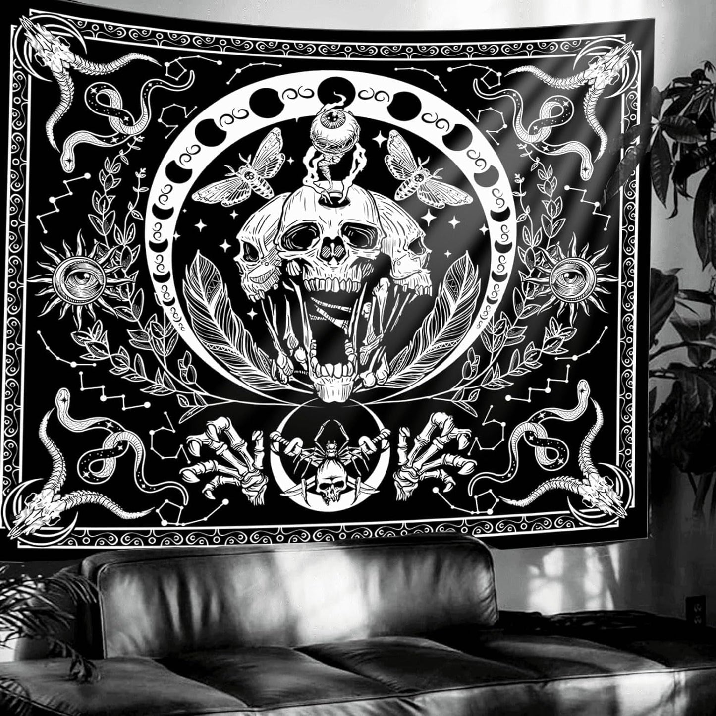 Tapisserie Gothic Halloween Banner schwarz weiß Startseite – Accessoires und Dekorationen Naty Shop Standardtitel