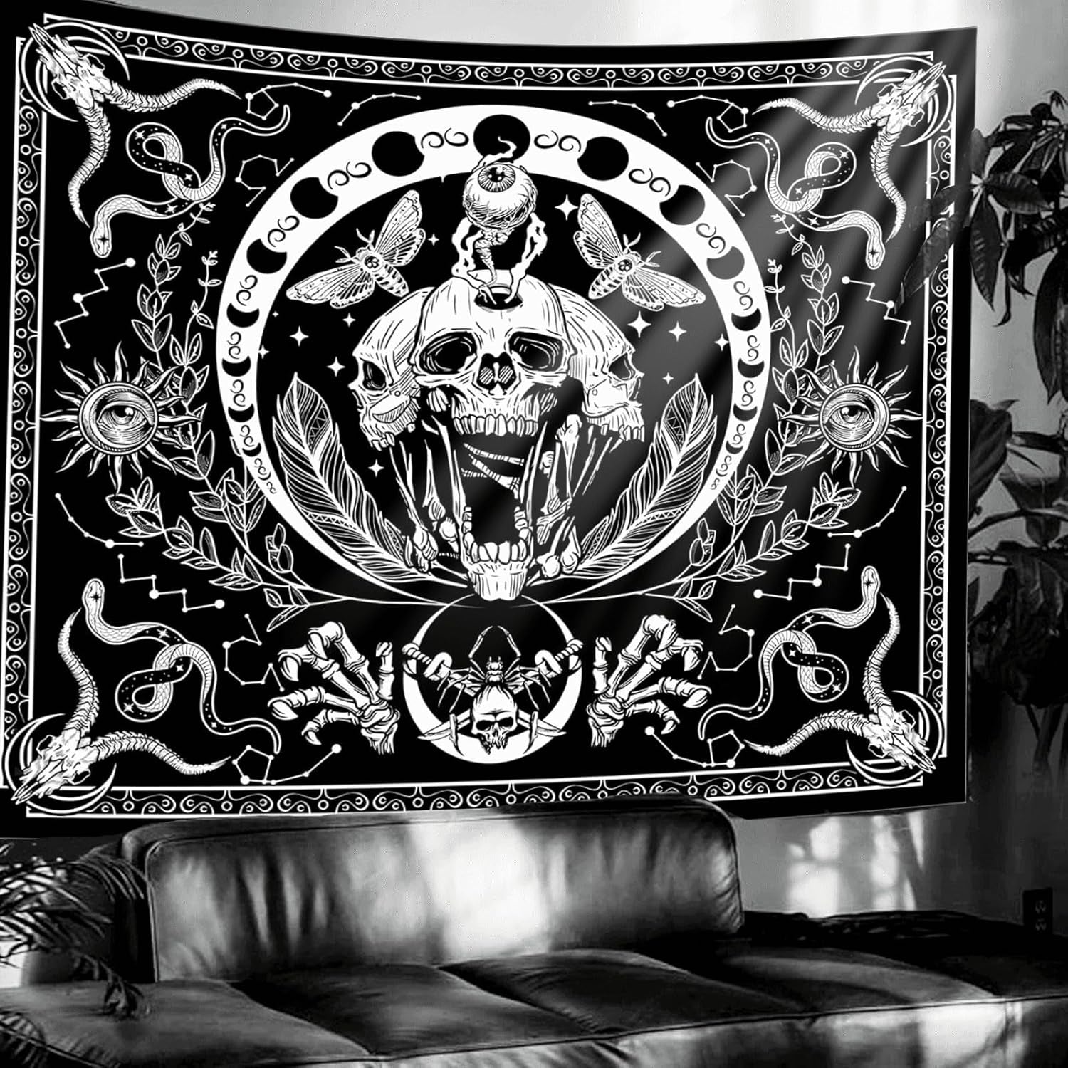 Tapisserie Gothic Halloween Banner schwarz weiß Startseite – Accessoires und Dekorationen Naty Shop Standardtitel