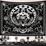 Wandteppich Gothic-Halloween-Banner schwarz weiß Zuhause - Accessoires und Dekorationen Naty Shop