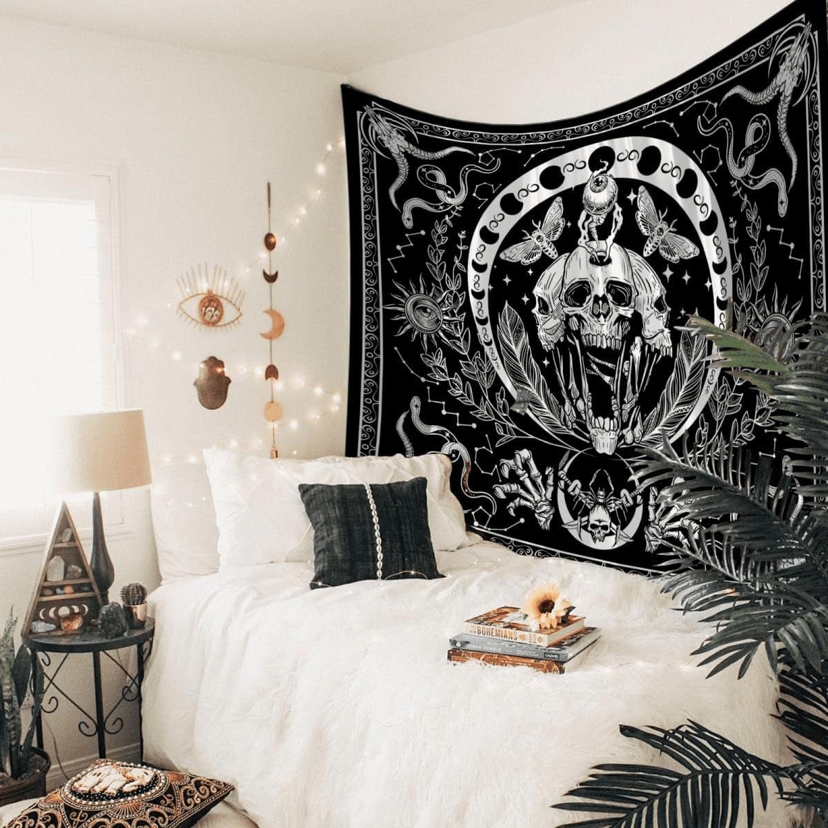Wandteppich Gothic-Halloween-Banner schwarz weiß Zuhause - Accessoires und Dekorationen Naty Shop