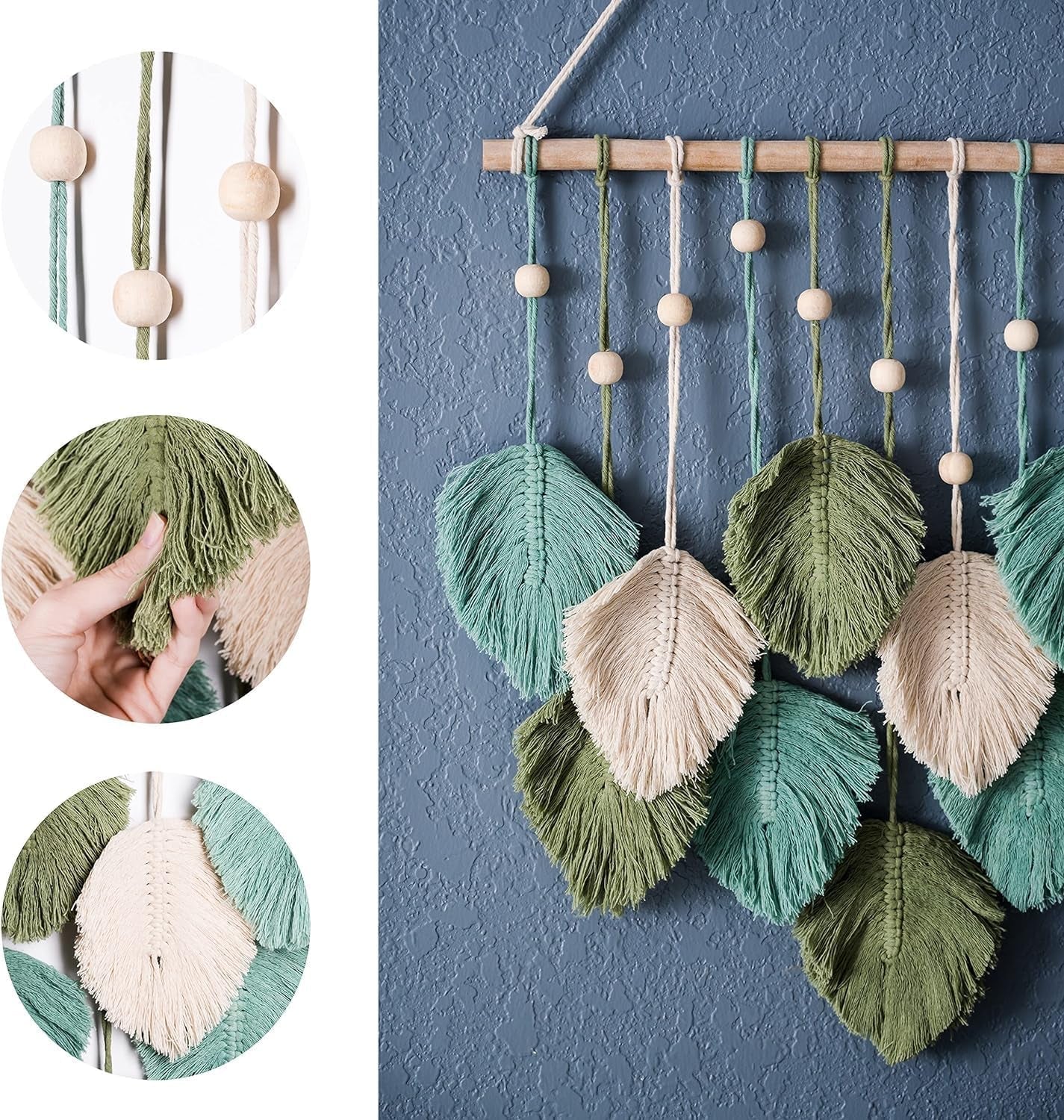 Handgefertigter hängender Wandteppich aus gewebten Blättern bis zum Haus – Accessoires und Dekorationen Naty Shop