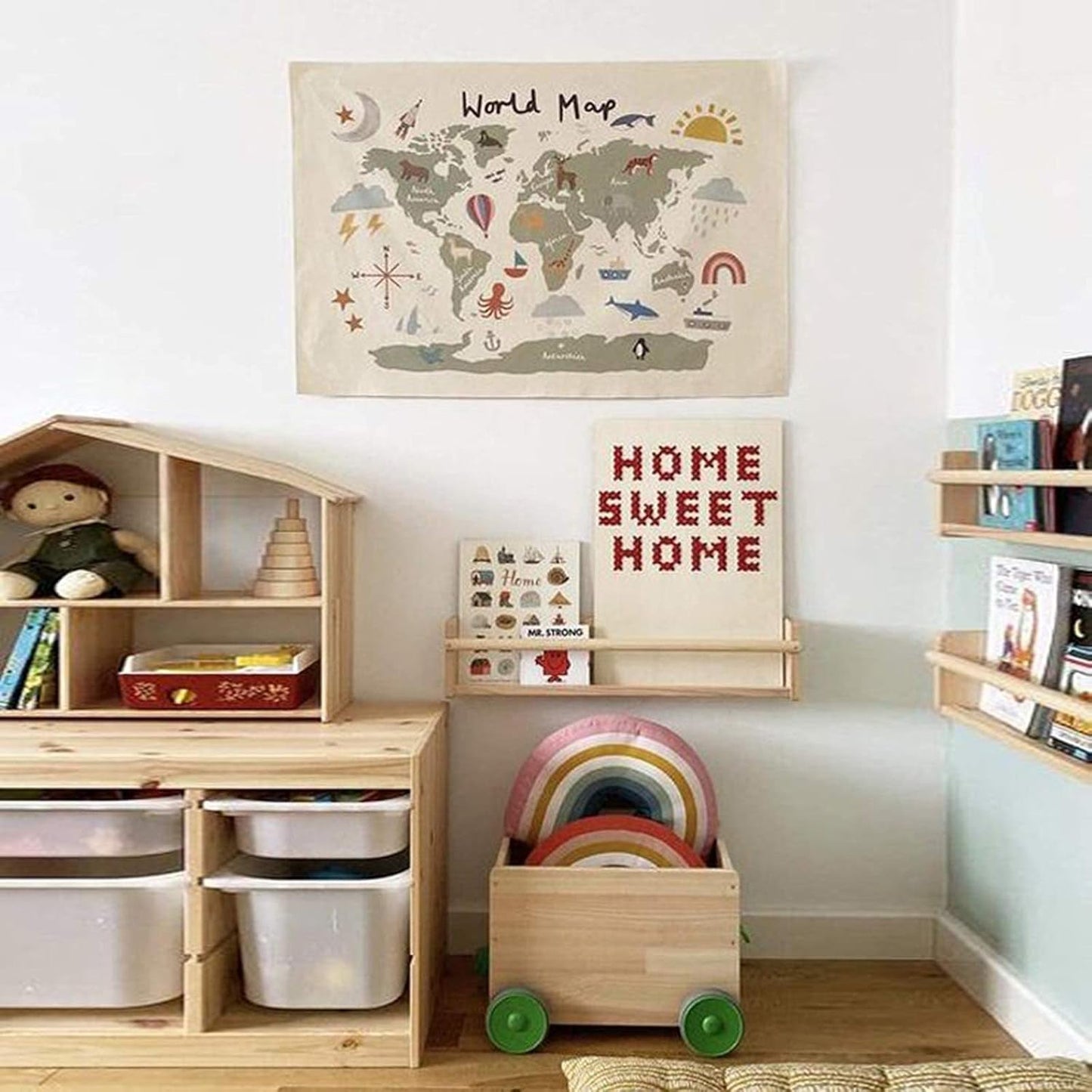 Haokaini Wandteppich Weltkarte Babybett Foto Zuhause – Accessoires und Dekorationen Naty Shop