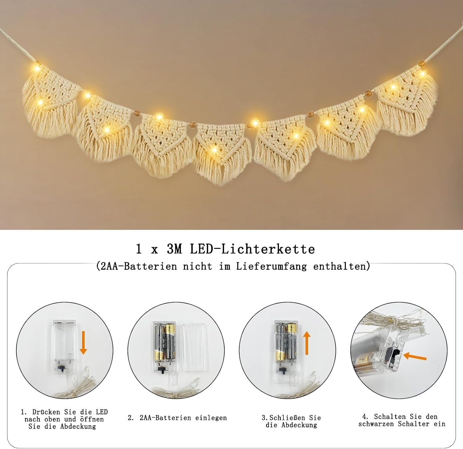 Gobelin Ihonyi Deco Chic Fransengirlande LED Home - Accessoires und Dekorationen Naty Shop