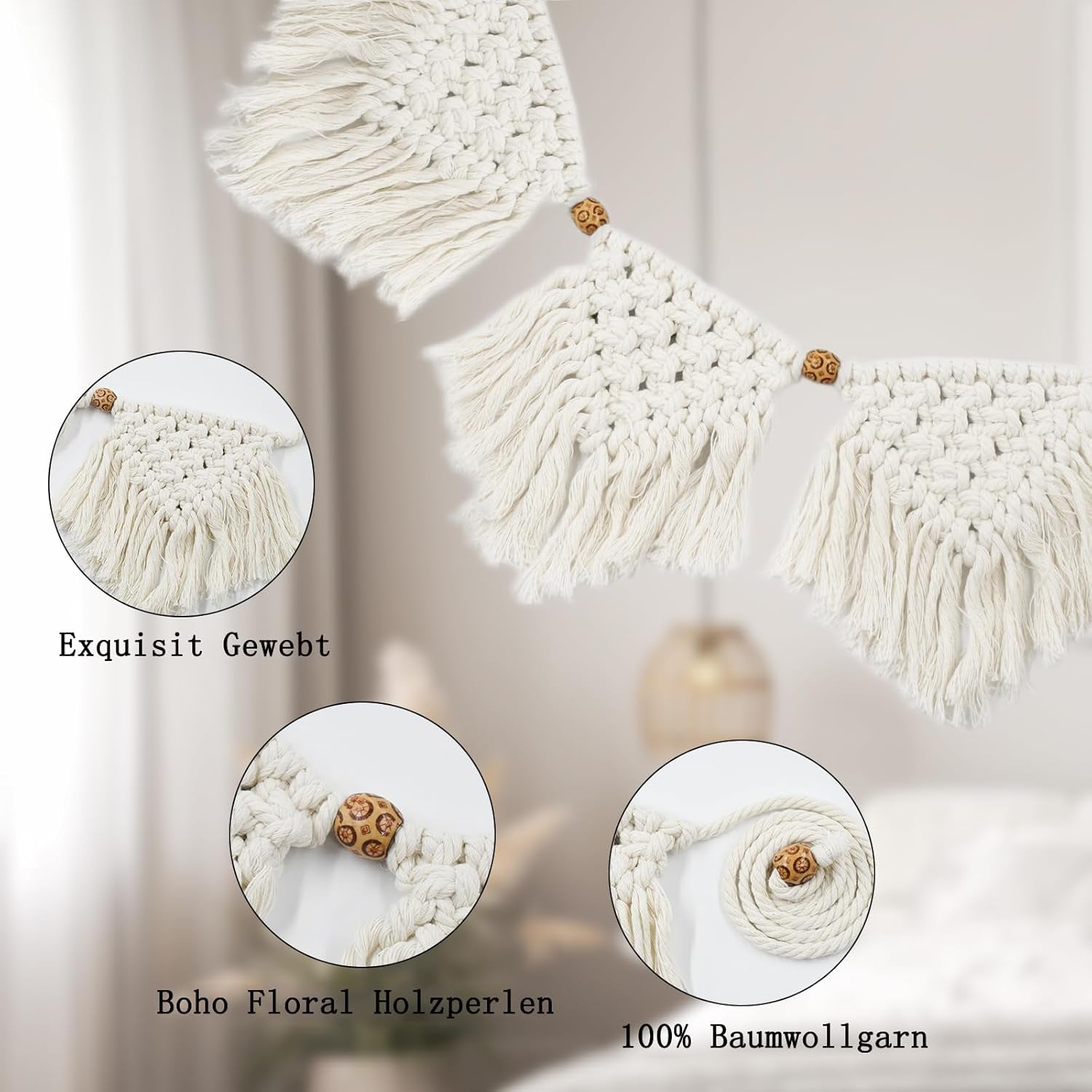 Gobelin Ihonyi Deco Chic Fransengirlande LED Home - Accessoires und Dekorationen Naty Shop