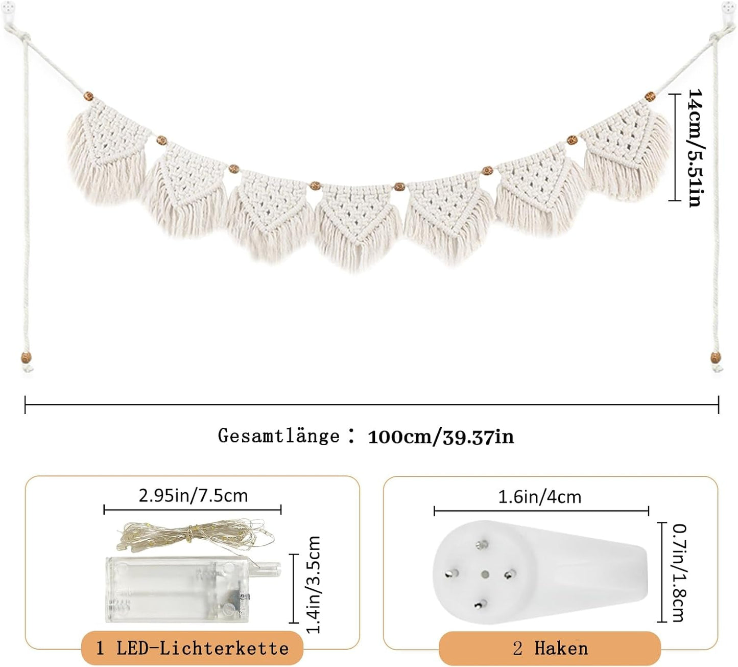 Gobelin Ihonyi Deco Chic Fransengirlande LED Home - Accessoires und Dekorationen Naty Shop