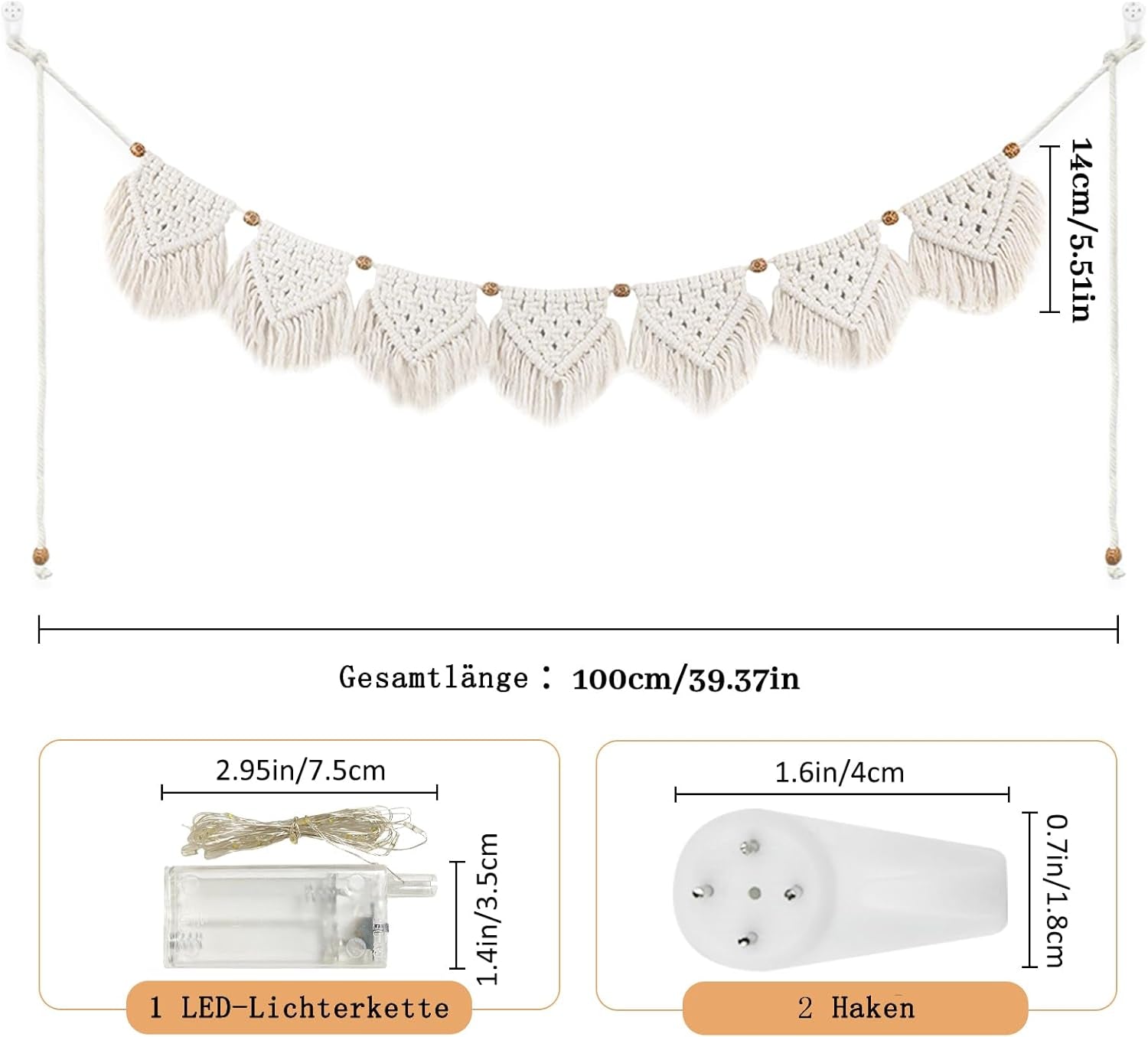 Gobelin Ihonyi Deco Chic Fransengirlande LED Home - Accessoires und Dekorationen Naty Shop