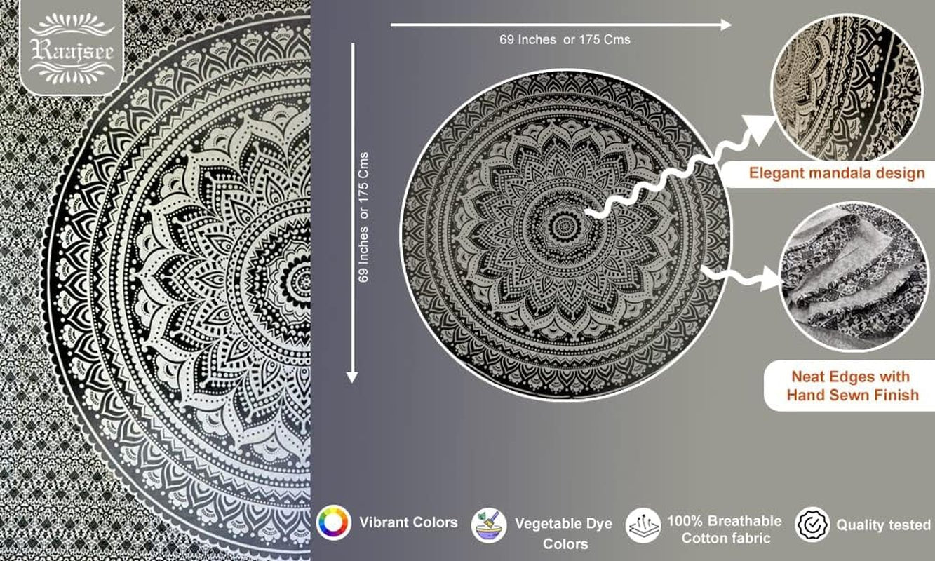 Gobelin Indien Strandtuch rund Mandala Hippiegroß indisch Zuhause - Accessoires und Dekorationen Naty Shop