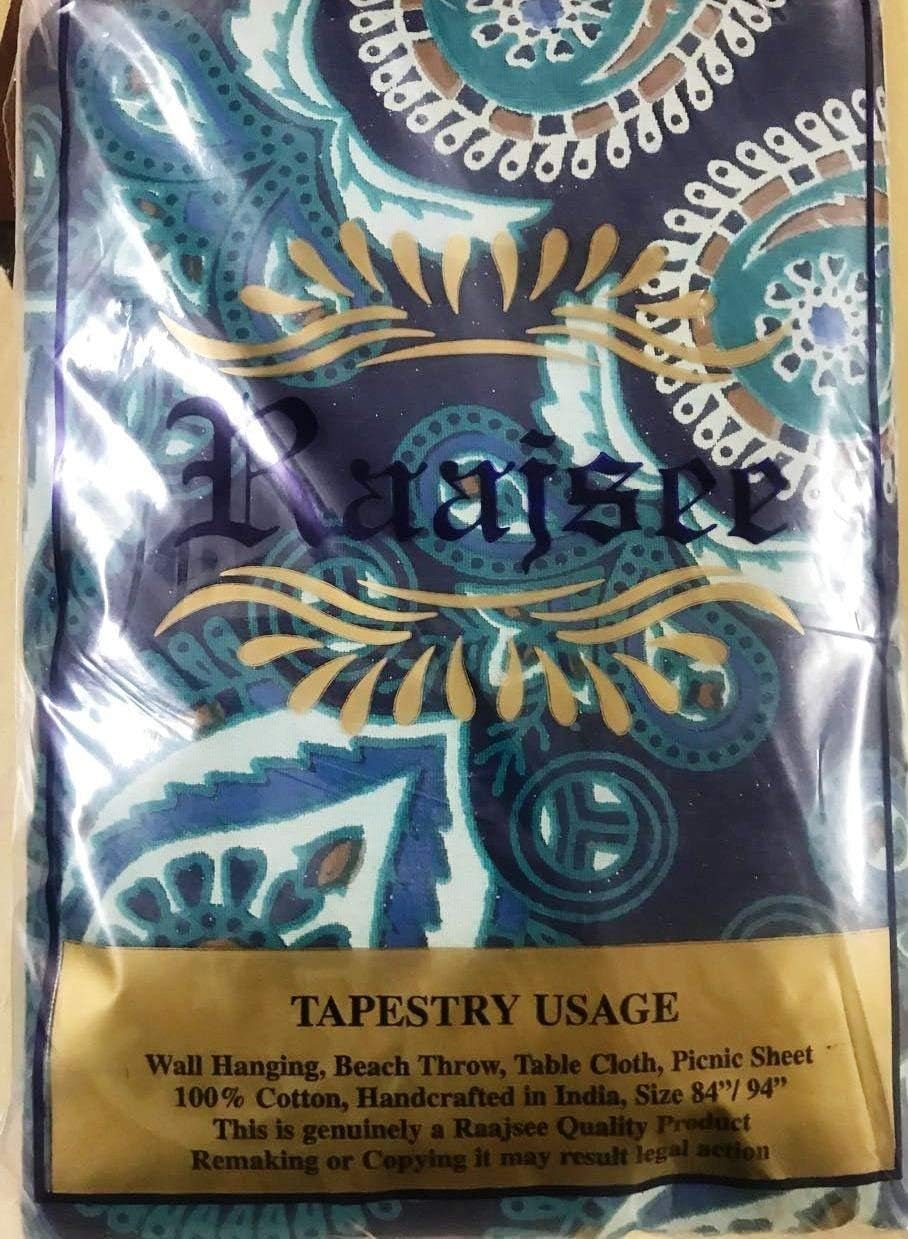 Indischer Wandteppich psychedelisches Mandala blau türkiser Elefant Zuhause – Accessoires und Dekorationen Naty Shop