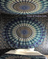 Indischer Wandteppich psychedelisches Mandala blau türkiser Elefant Zuhause – Accessoires und Dekorationen Naty Shop