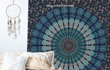 Indischer Wandteppich psychedelisches Mandala blau türkiser Elefant Zuhause – Accessoires und Dekorationen Naty Shop