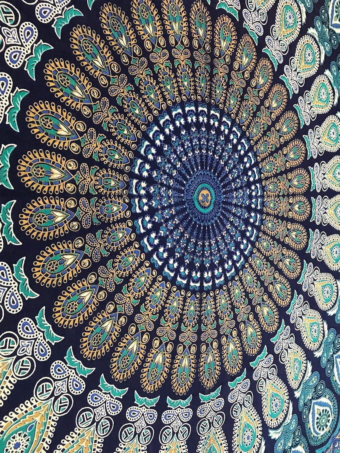 Indischer Wandteppich psychedelisches Mandala blau türkiser Elefant Zuhause – Accessoires und Dekorationen Naty Shop