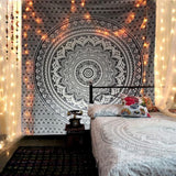 Indischer Wandteppich psychedelisches Mandala schwarz weiß India Home - Accessoires und Dekorationen Naty Shop
