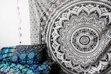 Indischer Wandteppich psychedelisches Mandala schwarz weiß India Home - Accessoires und Dekorationen Naty Shop