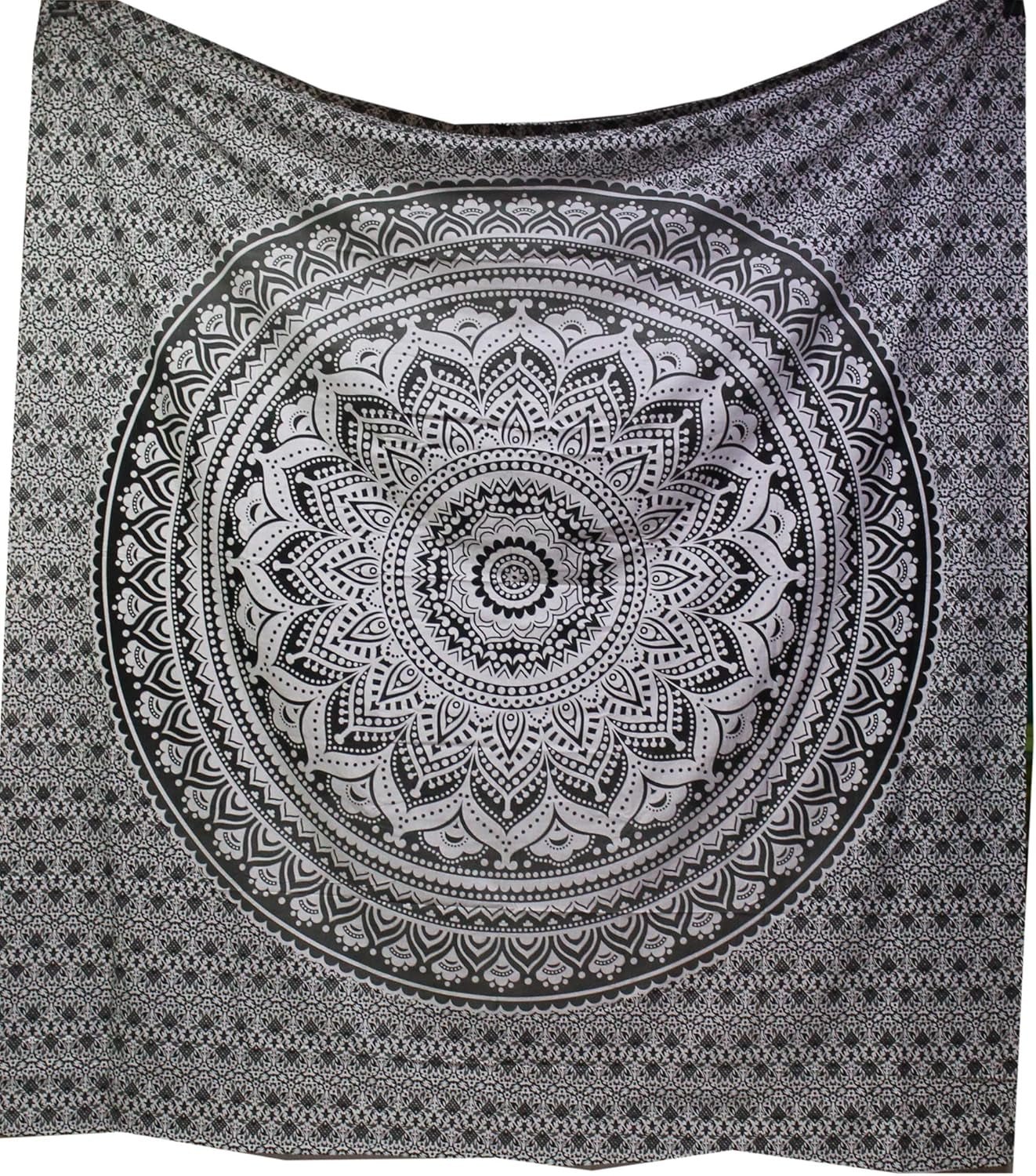 Indischer Wandteppich psychedelisches Mandala schwarz weiß India Home – Accessoires und Dekorationen Naty Shop Standardtitel