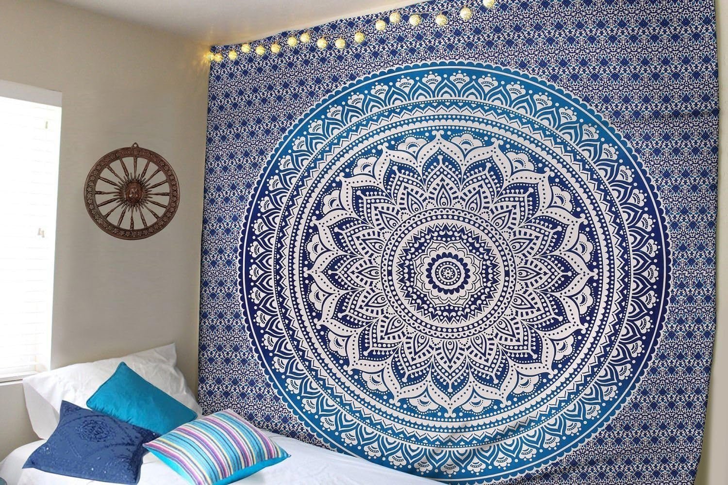 Indischer blauer Mandala-Wandteppich, ästhetische Raumdekoration, Zuhause – Accessoires und Dekorationen, Naty Shop