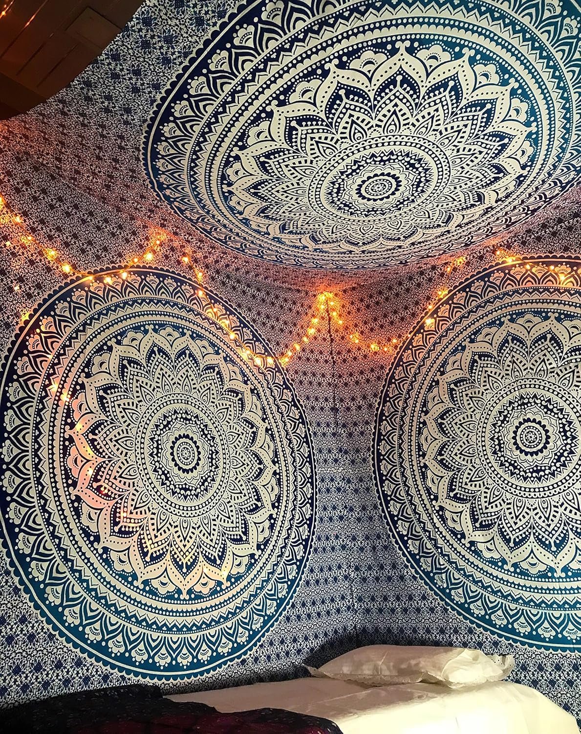 Indischer blauer Mandala-Wandteppich, ästhetische Raumdekoration, Zuhause – Accessoires und Dekorationen, Naty Shop