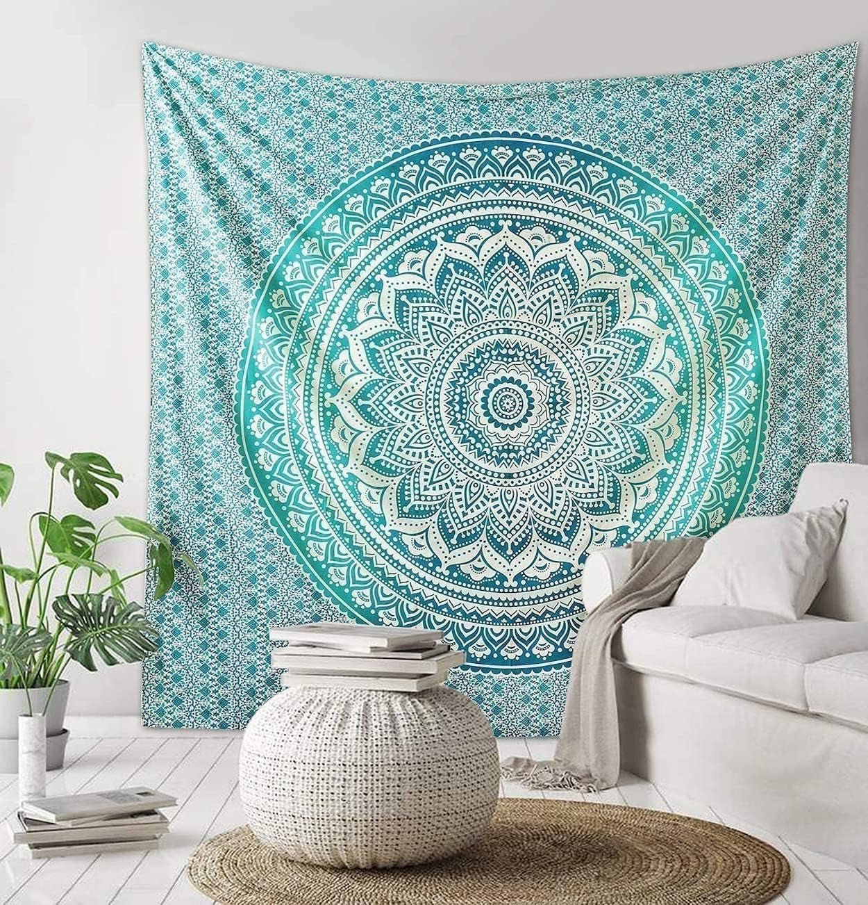 Indischer grüner Mandala-Wandteppich, ästhetische Dekoration, Heimdekoration – Accessoires und Dekorationen Naty Shop Standardtitel