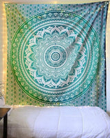 Indischer grüner Mandala-Wandteppich, ästhetische Dekoration, Heimdekoration – Accessoires und Dekorationen Naty Shop