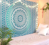 Indischer grüner Mandala-Wandteppich, ästhetische Dekoration, Heimdekoration – Accessoires und Dekorationen Naty Shop