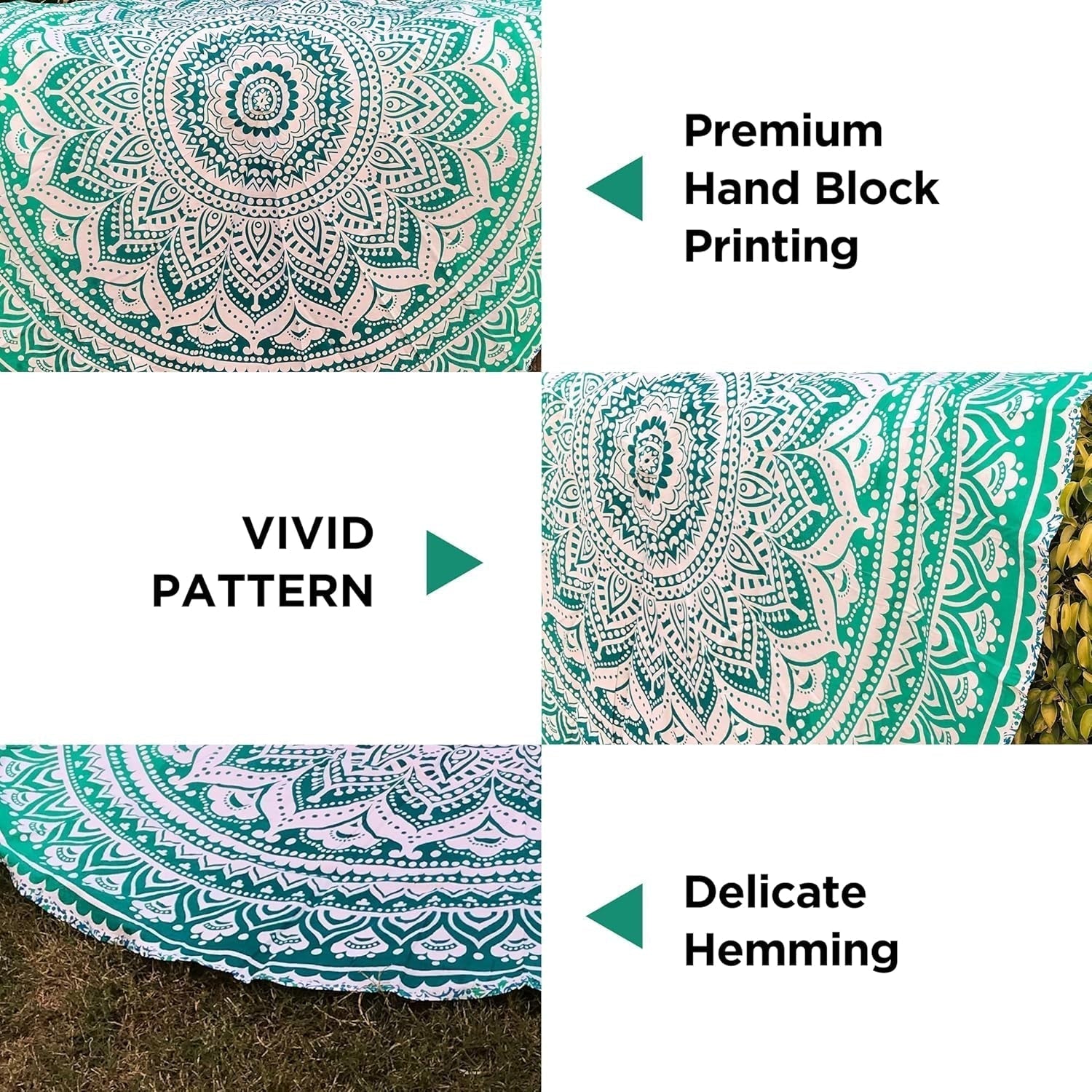 Indischer grüner Mandala-Wandteppich, ästhetische Dekoration, Heimdekoration – Accessoires und Dekorationen Naty Shop