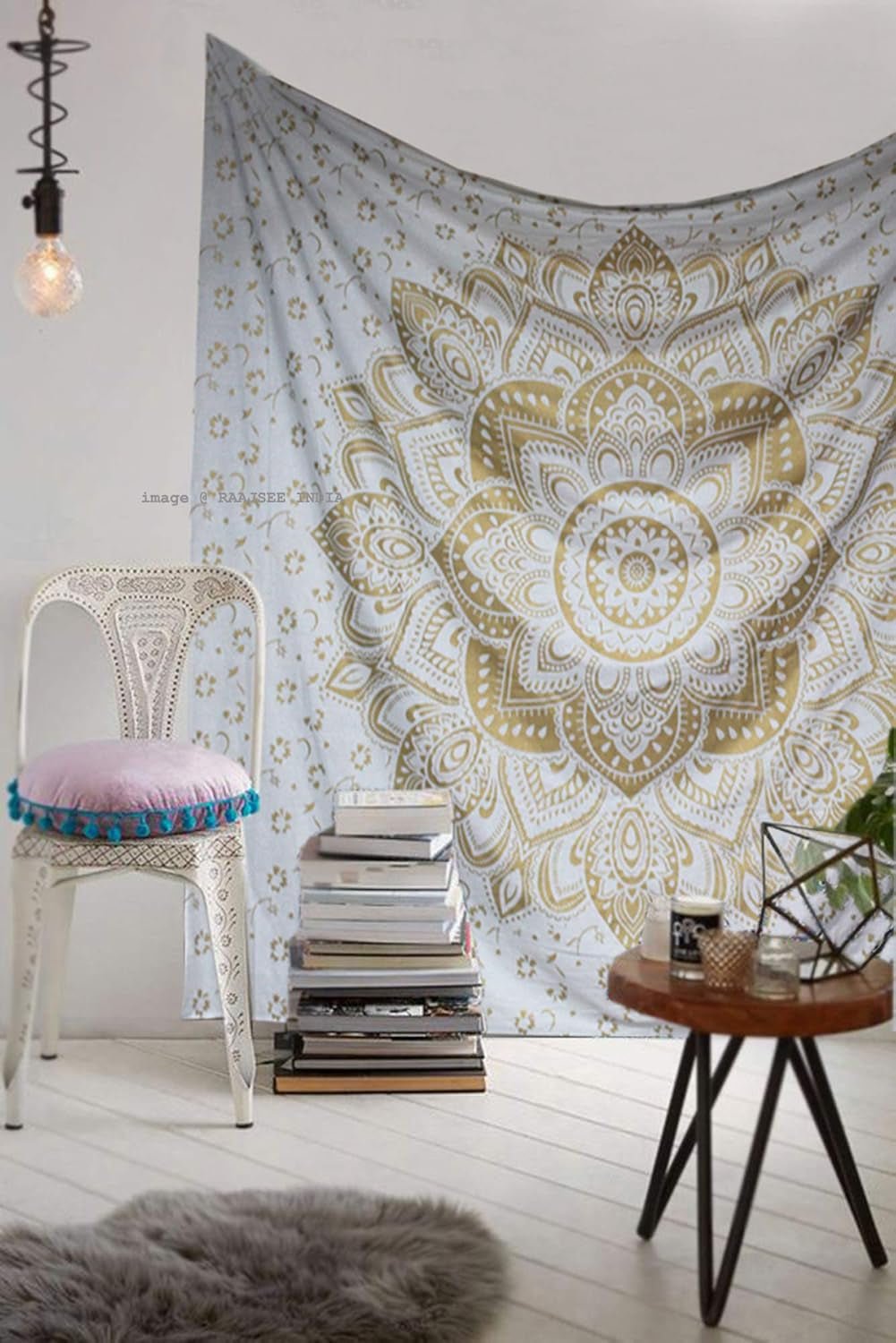 Mandala-Wandteppich, Raumdekoration, Leinwand, Weißgold, Zuhause – Accessoires und Dekorationen, Naty Shop, Standardtitel