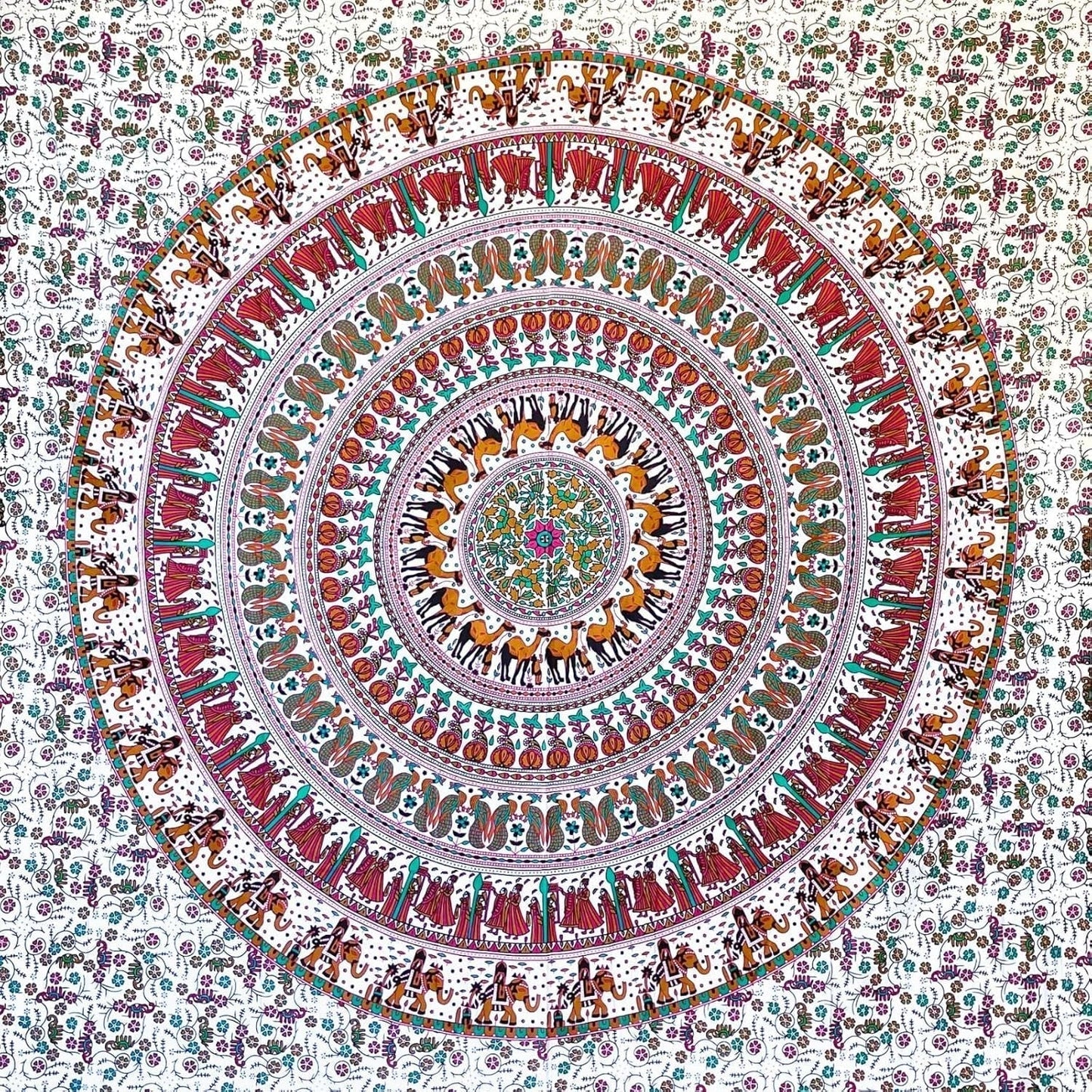 Wandteppich Momomus Mandala bunte Baumwolle orientalische Designs Zuhause - Accessoires und Dekorationen Naty Shop Weißbraun 210L x 230B cm