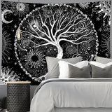 Wandteppich schwarz weiß Baumleben Wandteppich Phasen Mond Zuhause - Accessoires und Dekorationen Naty Shop