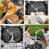Wandteppich schwarz weiß Baumleben Wandteppich Phasen Mond Zuhause - Accessoires und Dekorationen Naty Shop