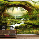 Psychedelischer Wandteppich, heller Wald, Wandteppich, Sonnenlicht, hängende Landschaft, Zuhause – Accessoires und Dekorationen, Naty Shop