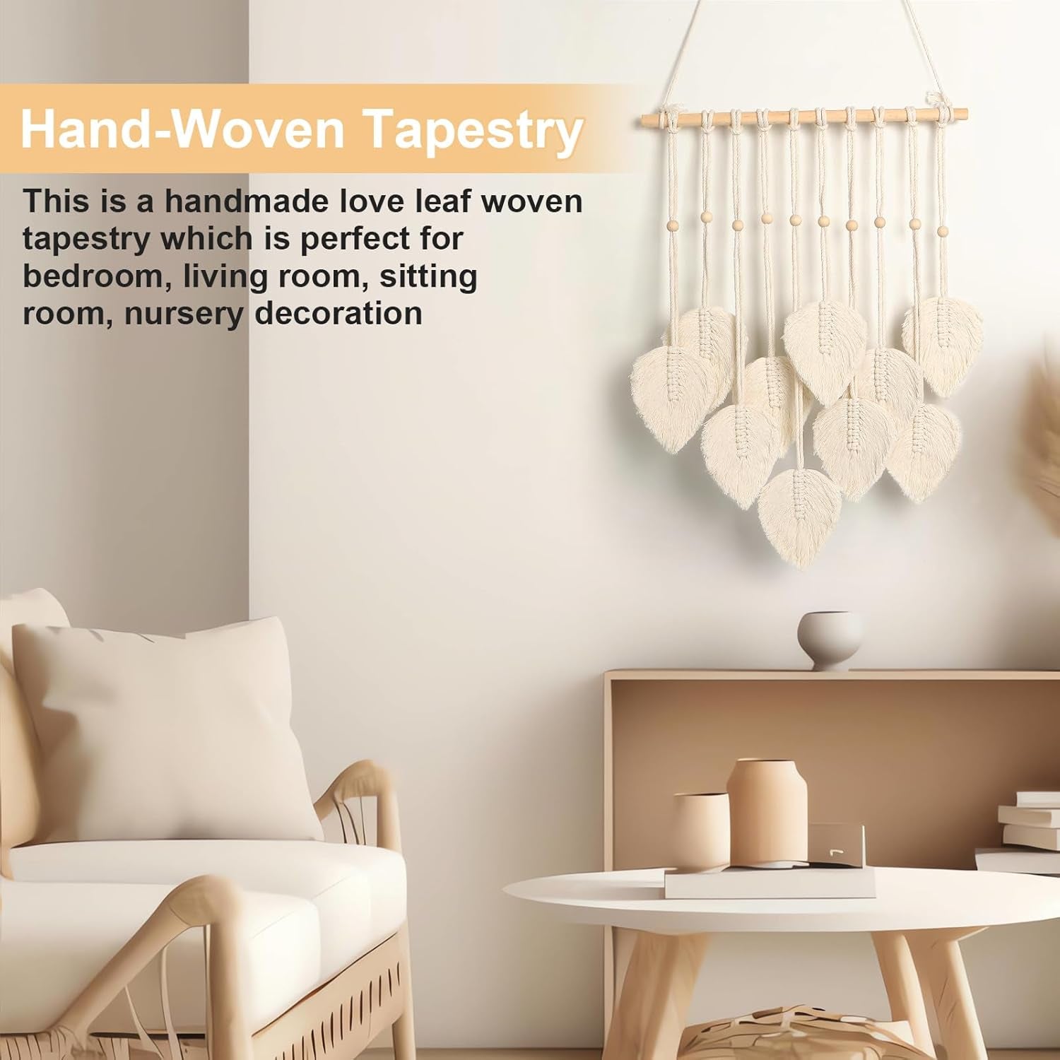 Gobelin Quatre handgemachte flache Girlande aus gewebten Blättern Zuhause - Accessoires und Dekorationen Naty Shop