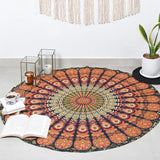 Runder Wandteppich Pfau-Mandala Zentimeter Roundie Hippie-Gesicht Zuhause – Accessoires und Dekorationen Naty Shop Goldgrün 121,9 L x 121,9 B cm