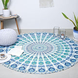 Runder Wandteppich Pfau-Mandala Zentimeter Roundie Hippie-Gesicht Casa - Accessoires und Dekorationen Naty Shop Himmelblau D-72"