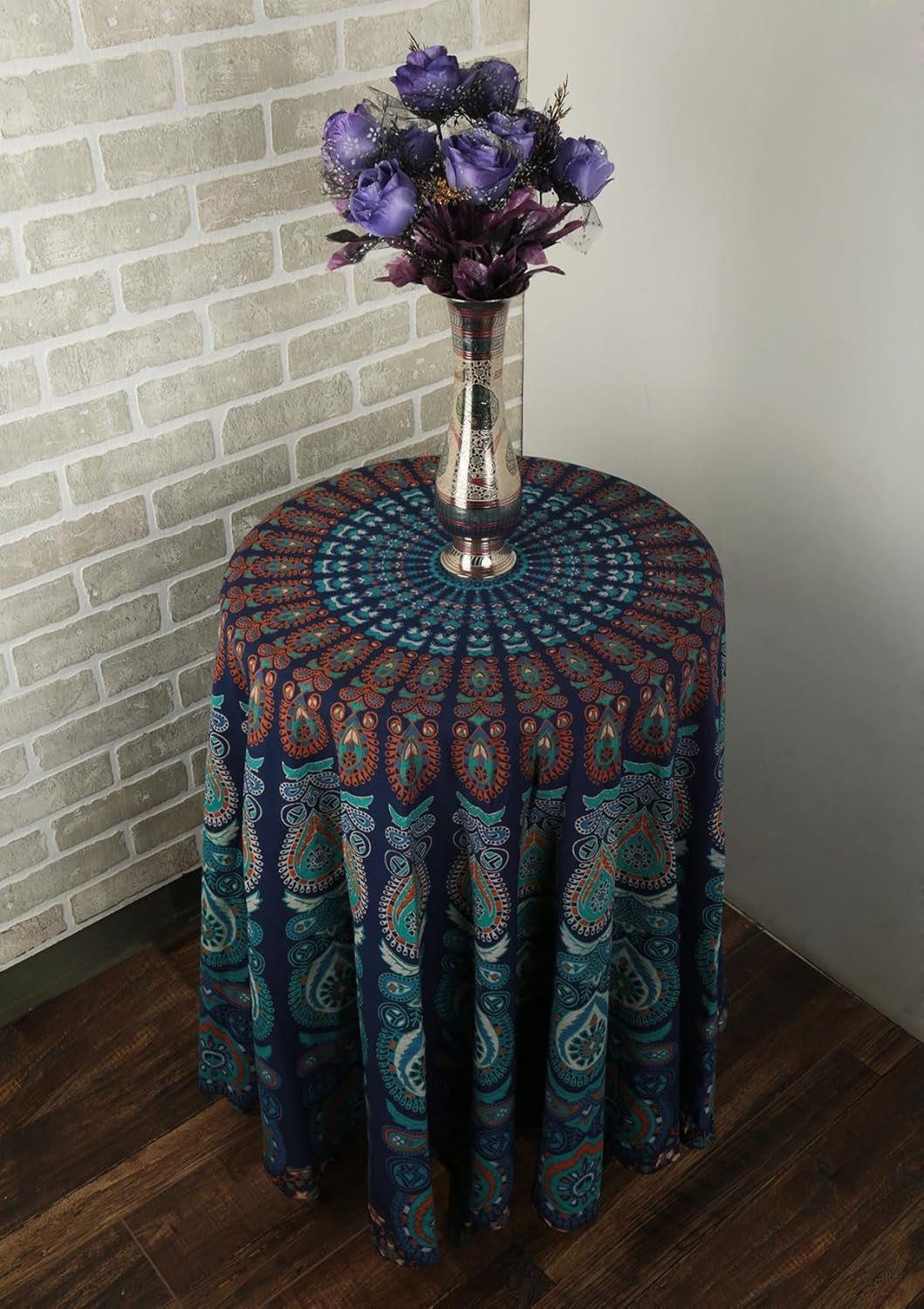Runder Wandteppich Pfau Mandala Zentimeter Roundie Hippie vorne Zuhause – Accessoires und Dekorationen Naty Shop