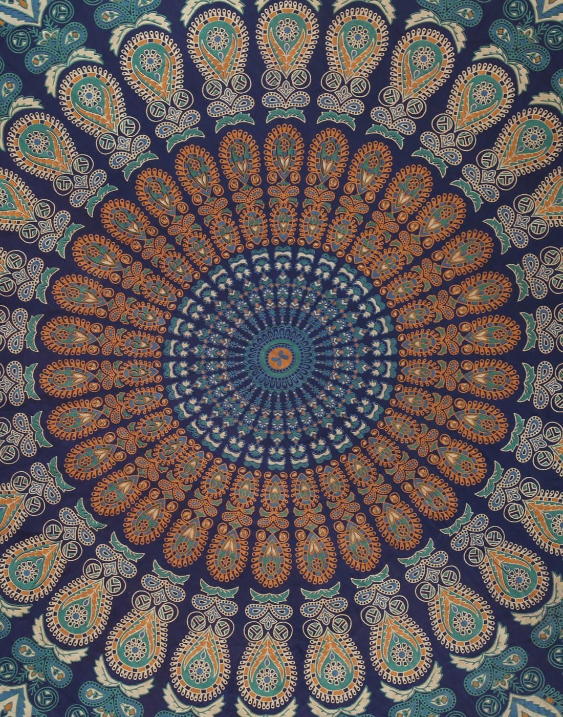 Runder Wandteppich Pfau Mandala Zentimeter Roundie Hippie vorne Zuhause – Accessoires und Dekorationen Naty Shop
