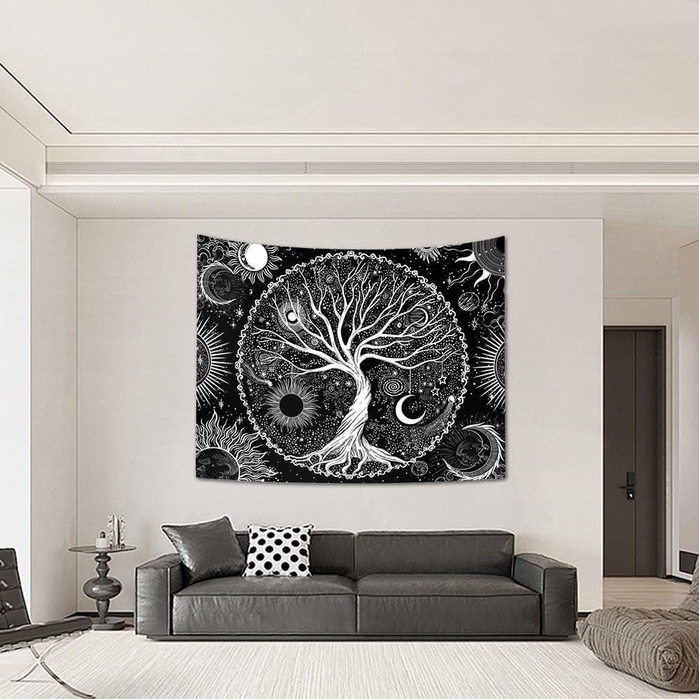 Tapisserie Sequpr Baum Leben Sonne Mond Zuhause – Accessoires und Dekorationen Naty Shop