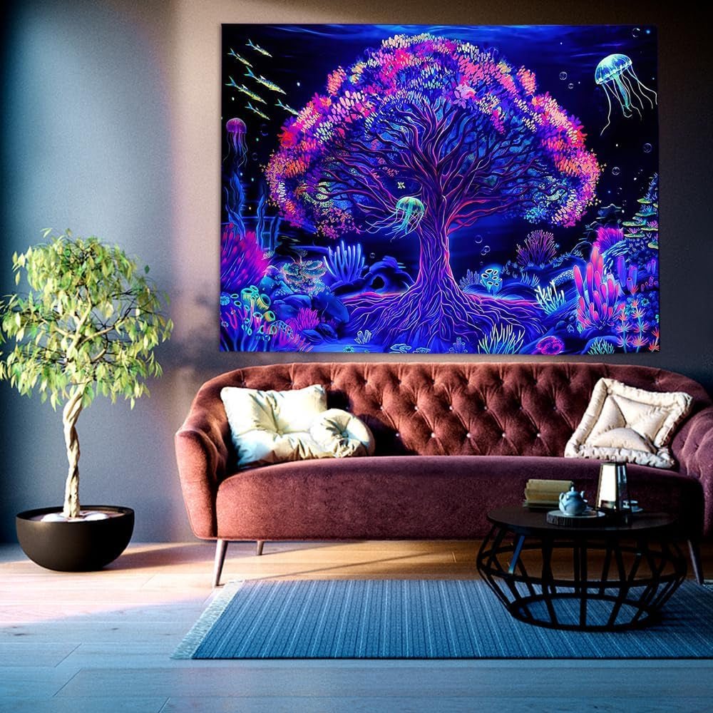 Wandteppich Suaywo Psychedelic Fluorescent Tree Life Room Home – Accessoires und Dekorationen Naty Shop