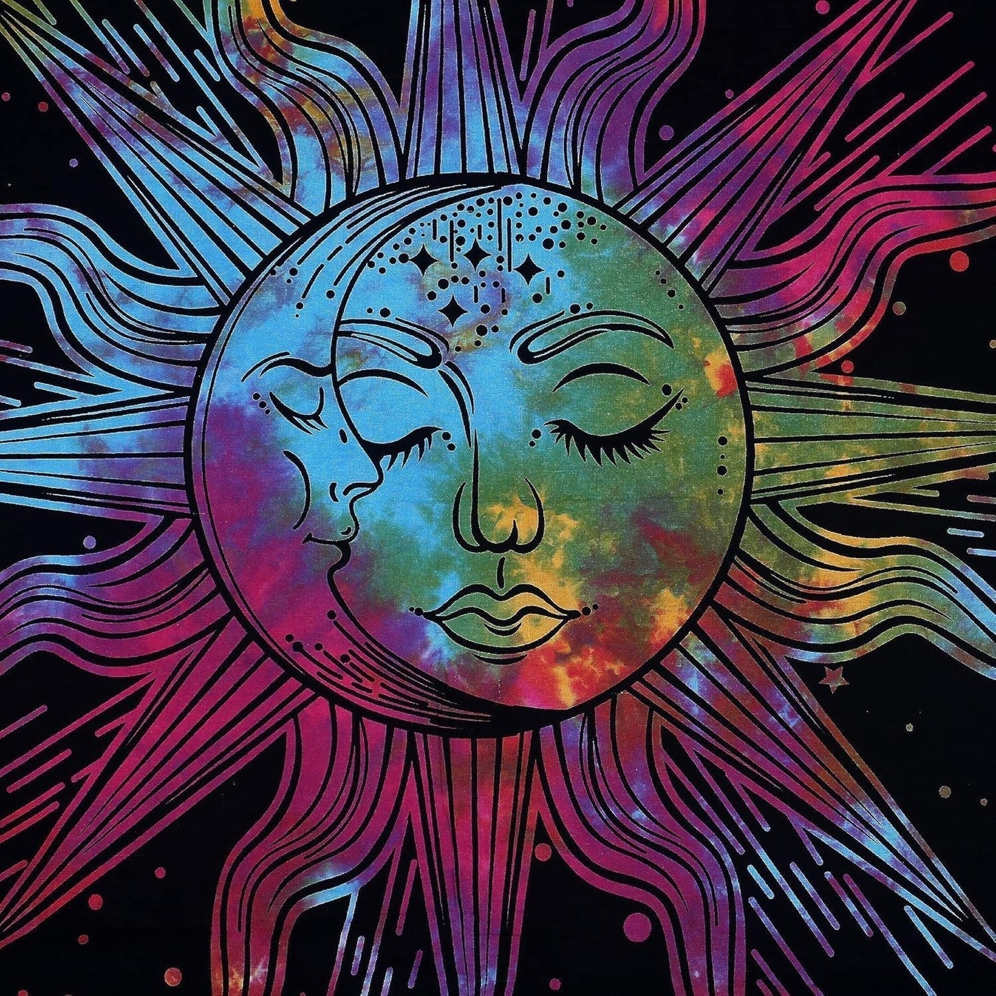 Wandteppich Sonne Mond Stern spirituell ästhetisch Regenbogen Baumwolle Zuhause – Accessoires und Dekorationen Naty Shop