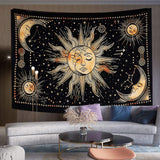 Wandteppich Sonne Mond Stern spirituell ästhetisch Regenbogen Baumwolle Zuhause – Accessoires und Dekorationen Naty Shop Gelb 102 L x 77 B cm