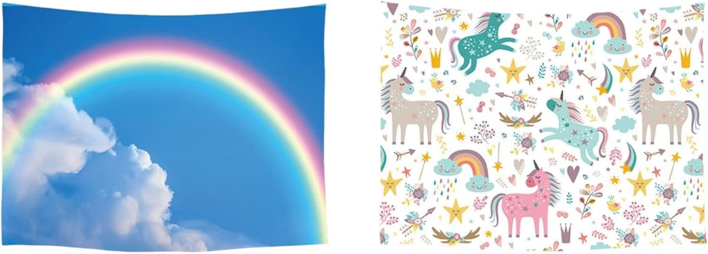Wandteppich Ulticool Haus Strand Meer Palmeninsel Zuhause – Accessoires und Dekorationen Naty Shop Einhorn Regenbogen