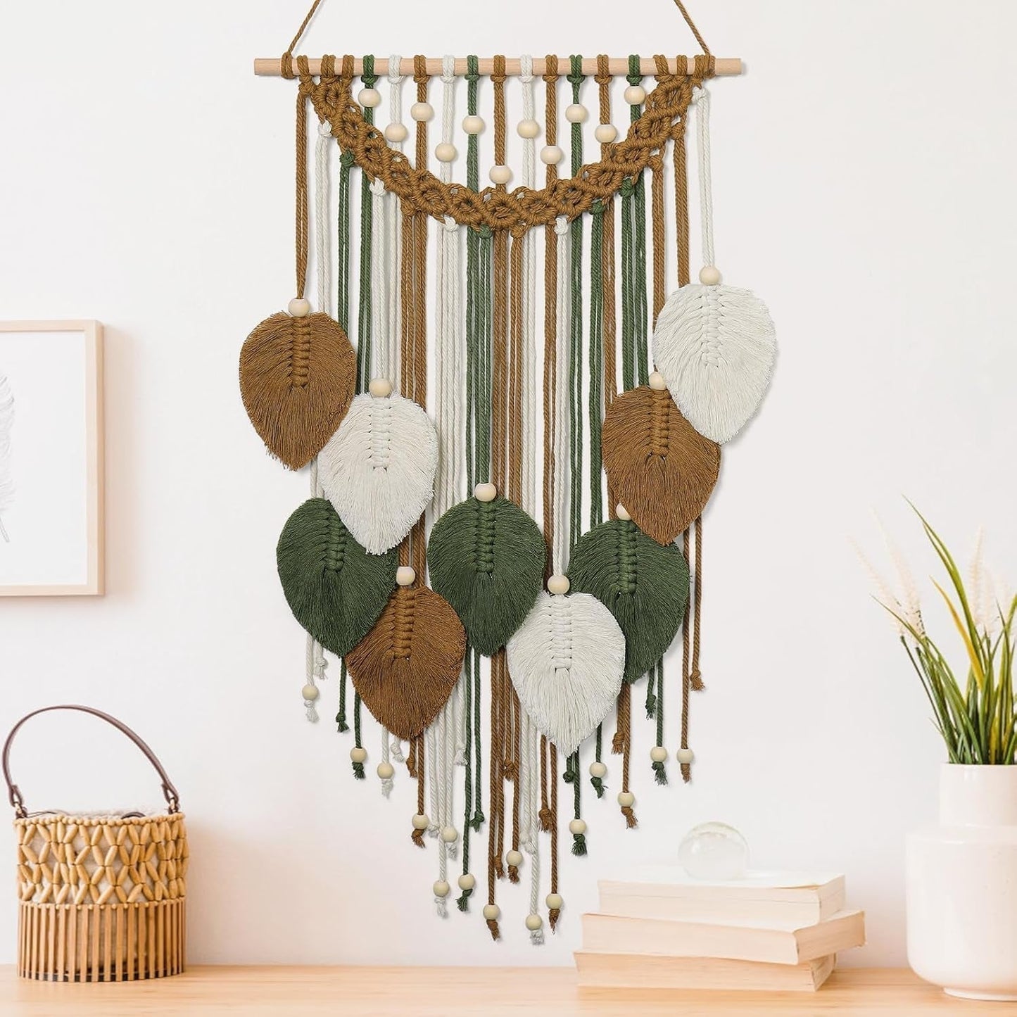 Wandteppich Weldomcor Wandteppich kleine Handelsperlen Holzblätter Startseite - Accessoires und Dekorationen Naty Shop Maro