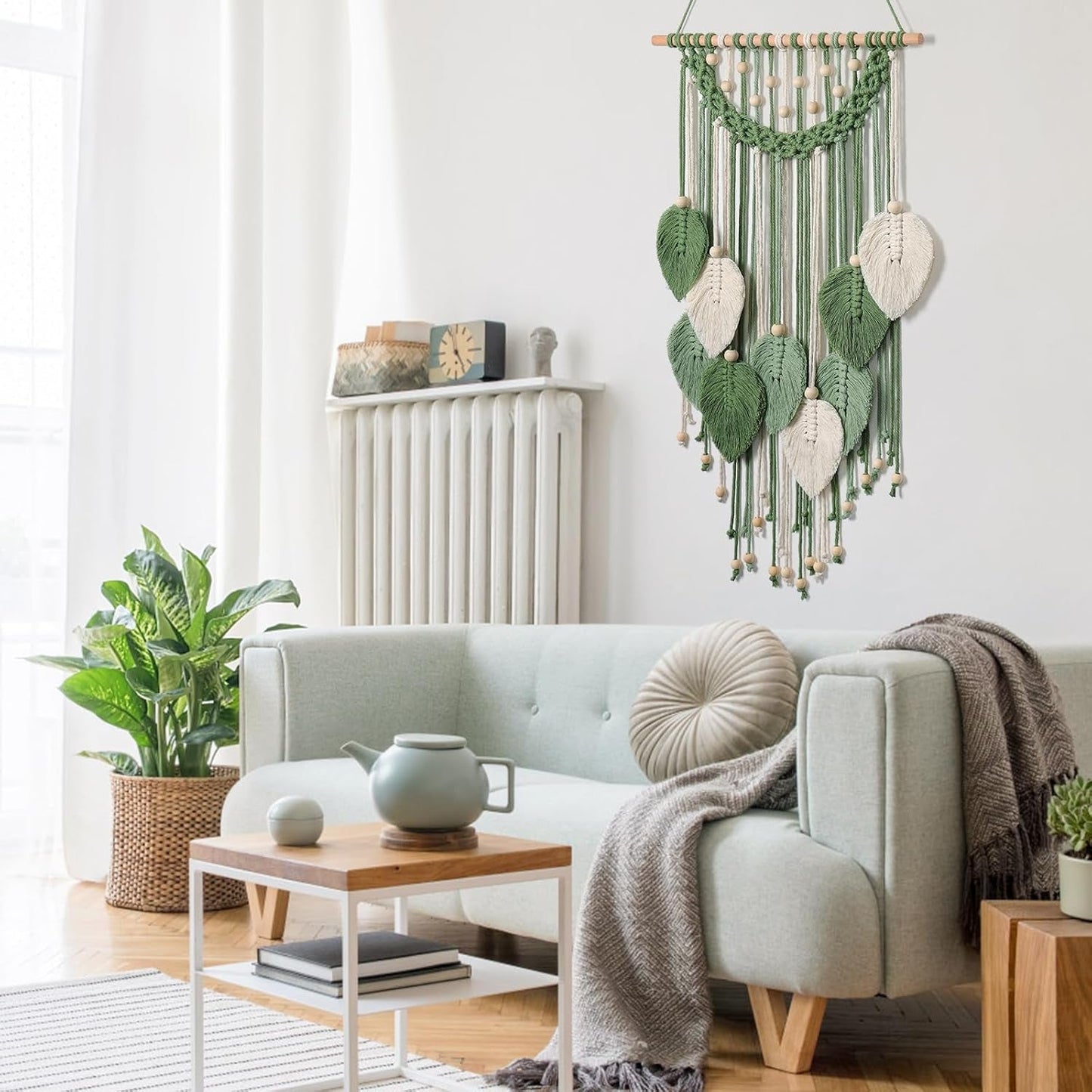 Wandteppich Weldomcor Wandteppich kleine Handelsperlen Holzblätter Startseite - Accessoires und Dekorationen Naty Shop