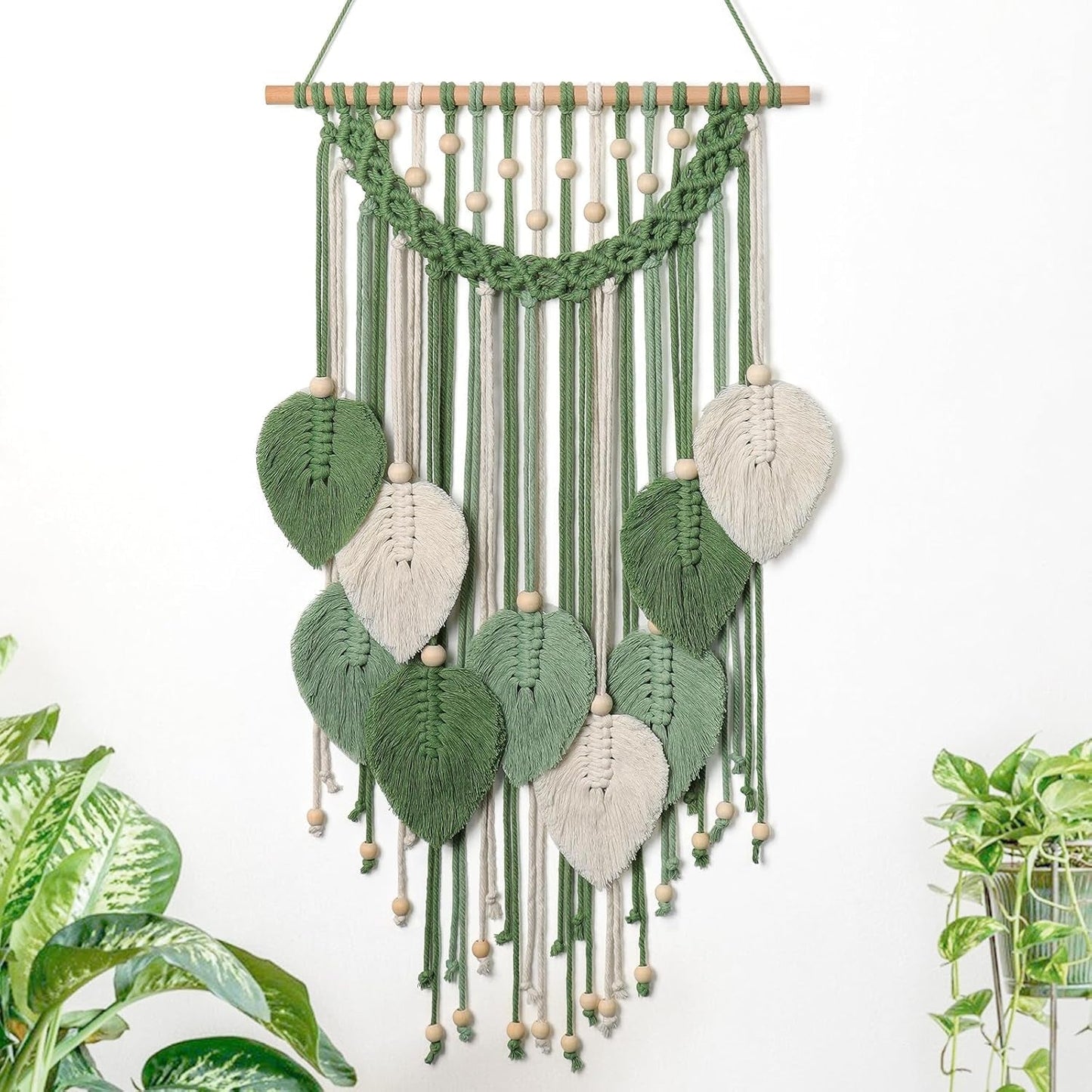 Wandteppich Weldomcor Wandteppich kleine Handelsperlen Holzblätter Zuhause – Accessoires und Dekorationen Naty Shop Grüße