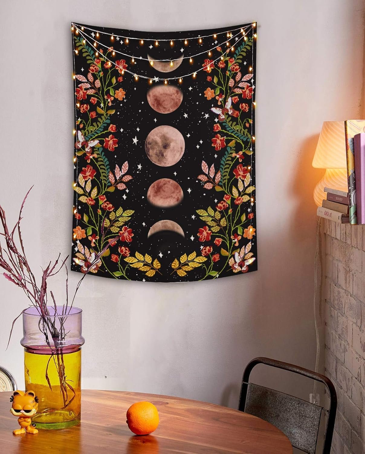 Yisumei Wandteppich ästhetische Mondblumen schwarz Größe Zuhause – Accessoires und Dekorationen Naty Shop